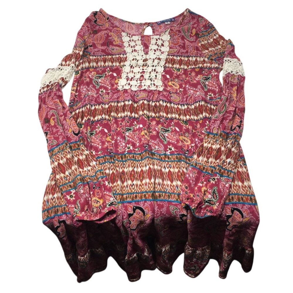 ''Truly Me by Sara Sara'' Girl's Colorful Patterned Dress Size 16